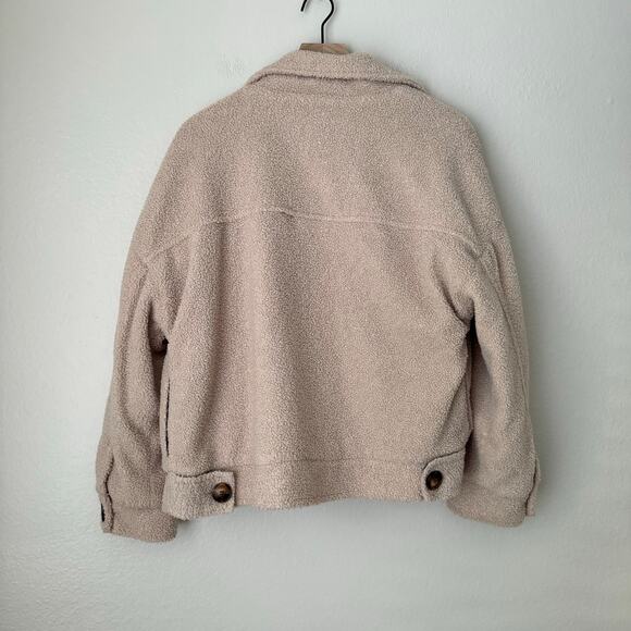 Nasty Gal Womens Tan Sherpa Teddy Jacket Coat Lined Oversized Size Medium Top - Picture 8 of 12
